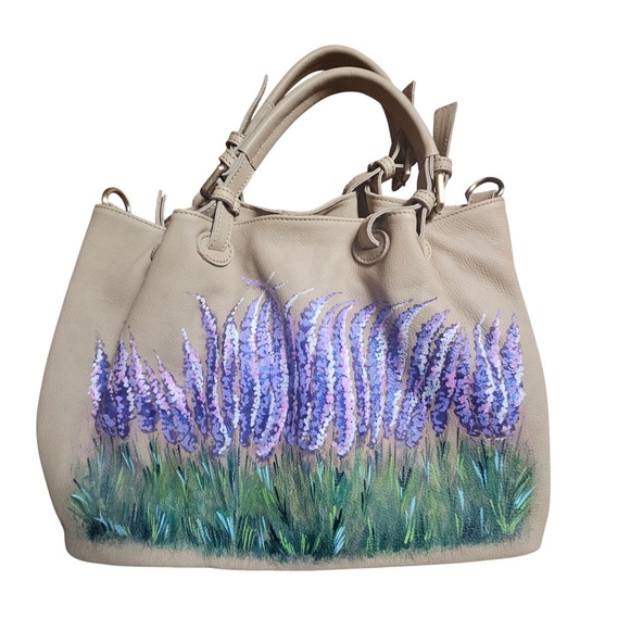 Sundance Handbags - SUNDANCE Beige Floral Boho Hobo Bag Leather Purse Shoulder Italian